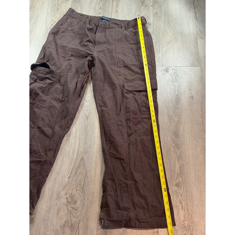 Y2K Aeropostale Womens XL Utility Cargo Pants Brown Wide Leg Cotton - Picture 9 of 13